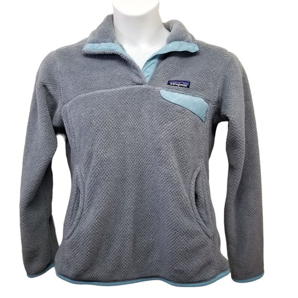 Patagonia M Synchilla Pullover Fleece Jacket Gray Blue Re Tool Snap T Waffle Wea - Picture 2 of 10